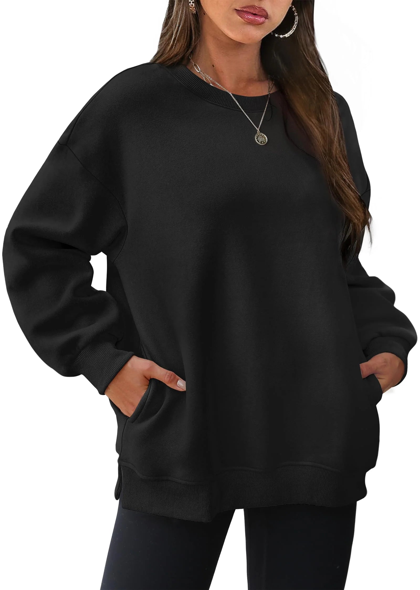 Women's Oversized Crewneck Sweatshirts with Pockets