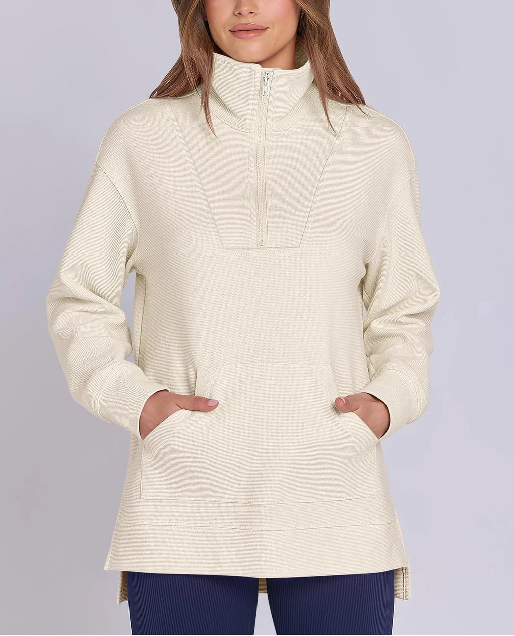Women's Quarter Zip Oversized Knit Pullover