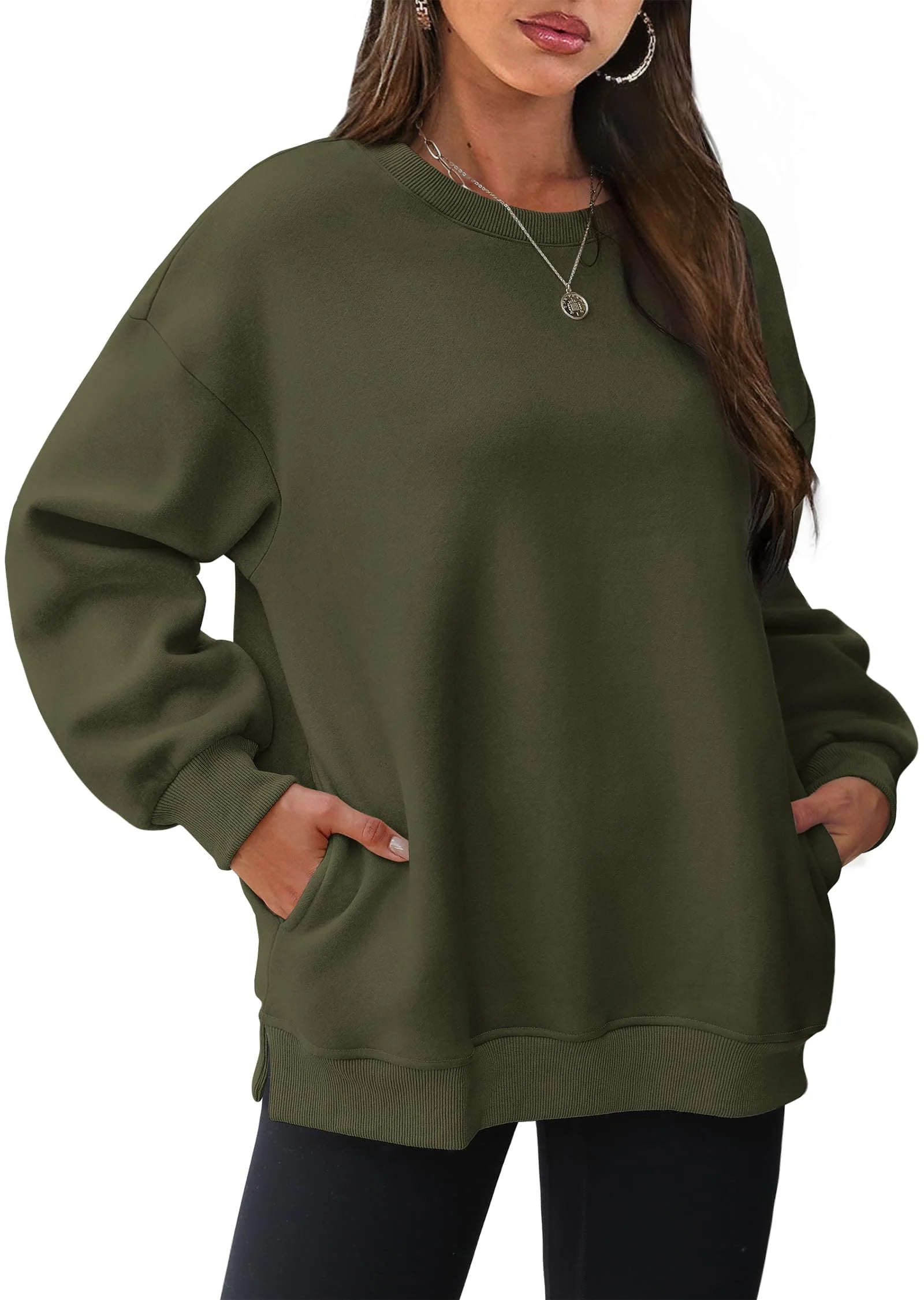 Women's Oversized Crewneck Sweatshirts with Pockets