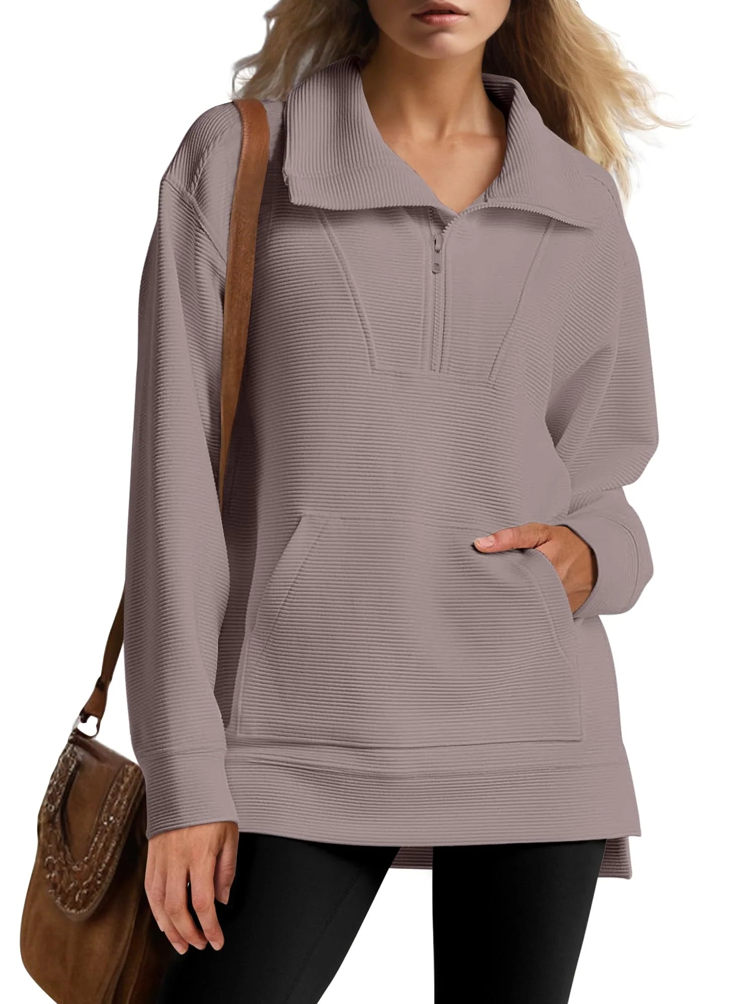 Women's Quarter Zip Oversized Knit Pullover