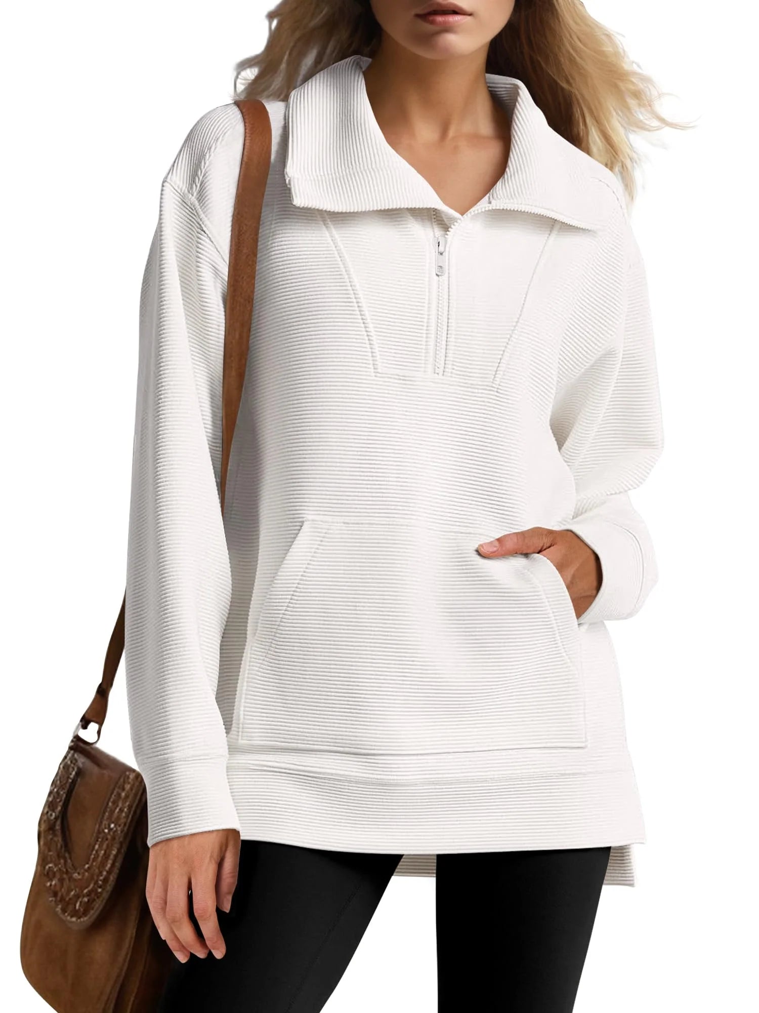 Women's Quarter Zip Oversized Knit Pullover