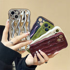Nude Mocha Aesthetic Wavy Designer Silicon Case for iPhone
