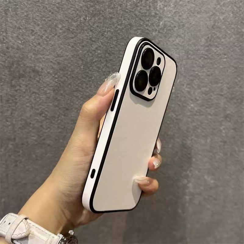 Simple Pure Pigment Leather iPhone Case