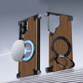 Walnut Wooden Magnetic Kickstand Protective Cover for Samsung